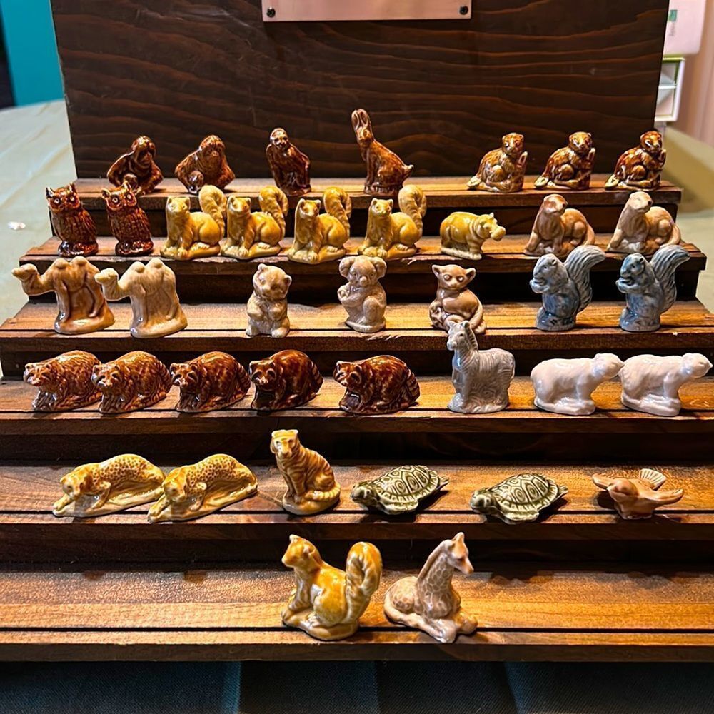 Vintage Wade England Whimsies Collection of 37  & Display